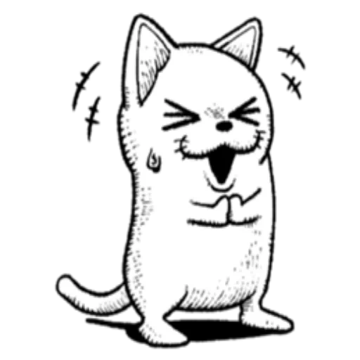 gato, el gato es gris, un gato con horror, gato de dibujos animados, sketch de los gatos encantadores