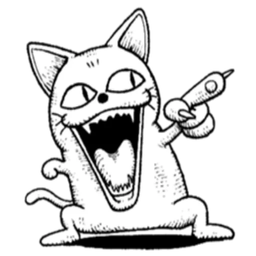 kucing, candaan, seekor kucing yang ngeri, menggambar kucing jahat, monster mewarnai kartun kat kartun