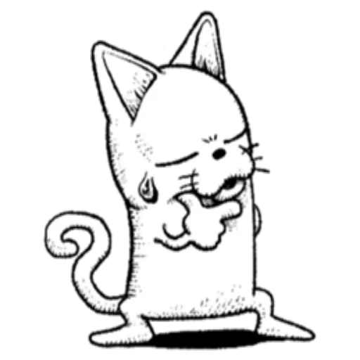 gato, gato, gatos lindos, dibujos de bocetos de gatitos, dibujo de un gato llorando