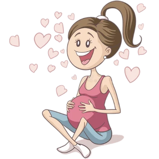 рисунок беременной, беременная мультяшка, беременность человека, счастливая беременная женщина, счастливая беременность рисунок