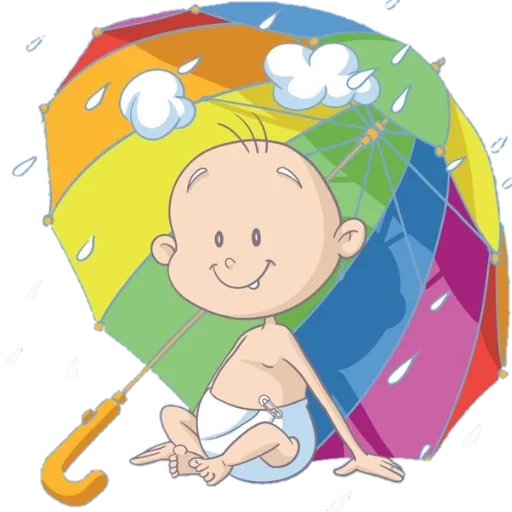 малыш, ребенок, мальчик, иллюстрация, мальчик под зонтиком вектор