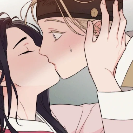manchu, en juen yuri, beso de anime, dibujos de vapor de anime