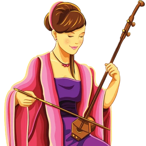 erhu, female, clip art, illustration, cello clip girl