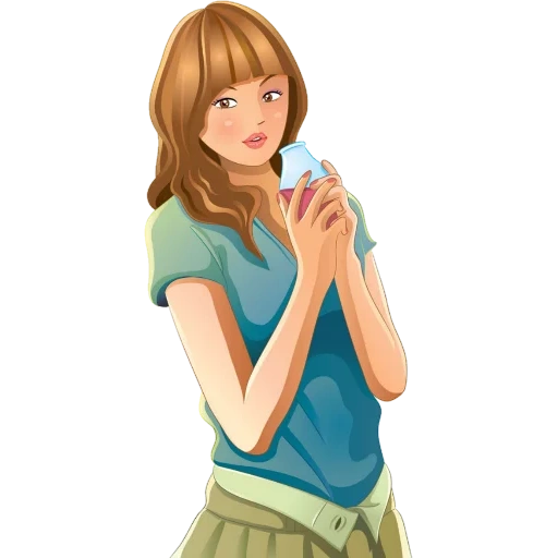 girl, calories, cartoon girl, girl illustration, contented girl vector