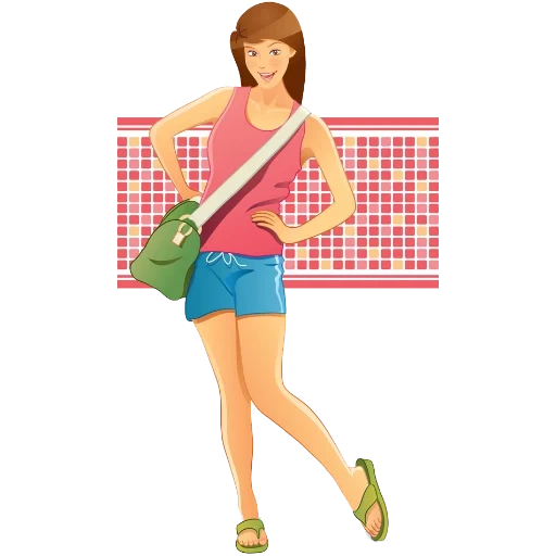 junge frau, frau, studentin zeichnung, cartoon girls fashionistas, cartoonmädchen mit einkäufen