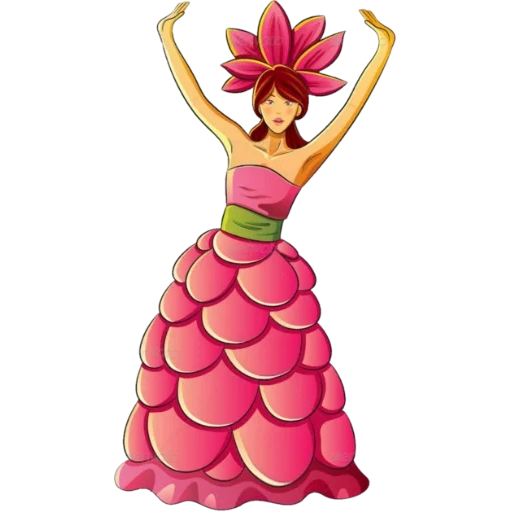 illustration, fashionable pictures, petal dress, flamenco animation, fashion illustration