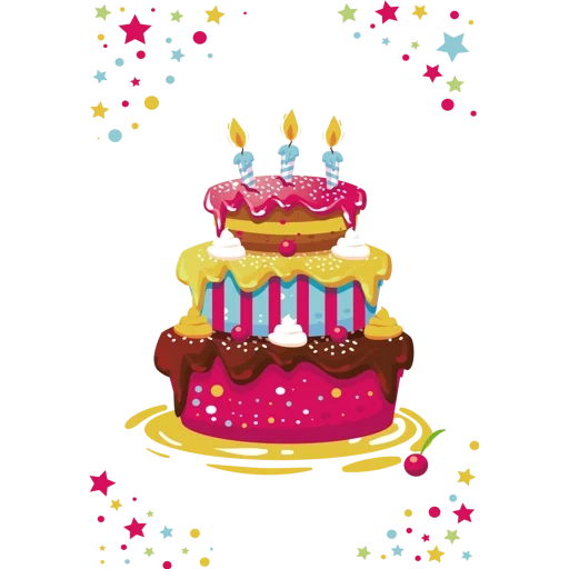 cake clipart, cake with candles, festive cake vector, children's cake transparent background, clipart cake transparent background