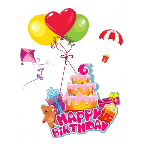 aniversário, happy birthday, bolo de aniversário, cartão postal de balão de bolo, cartão de aniversário