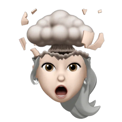 explosion des emoji, explosion du cerveau souriant, animoji girl brain explosion