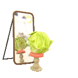 encuentra, espejo de pie, espejo verde, portador de jugo de helado