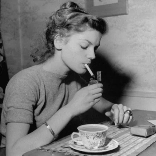young woman, lauren bacoll, girl with a cigarette, romy schneider smokes, lauren bacoll of youth smokes
