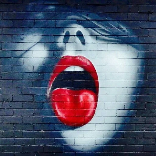 lábios, pinturas, ilusão de arte, a arte da imagem, graffiti de arte de rua