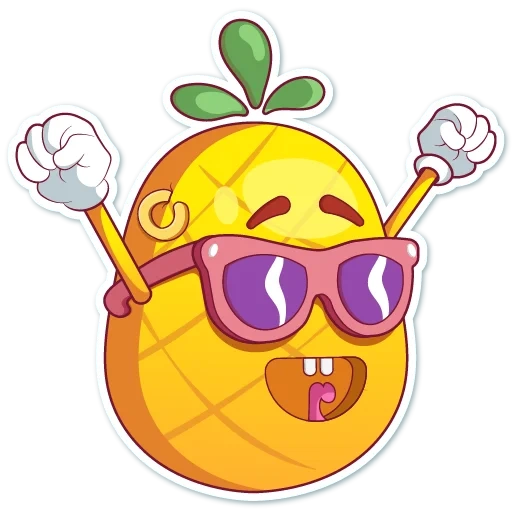 emoji, um abacaxi, abacaxi alegre