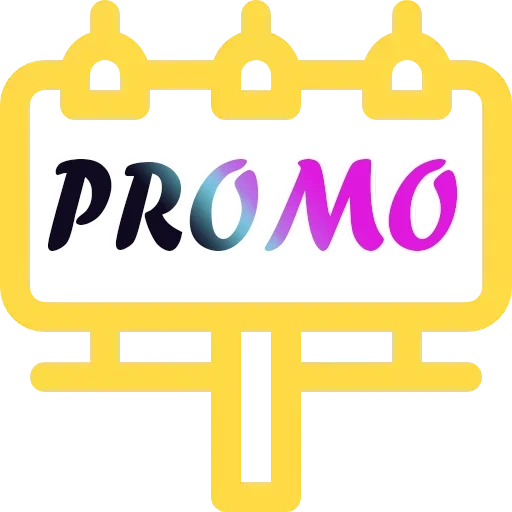 promo, promo, publicity icon, promotion inscription, promotion code mark