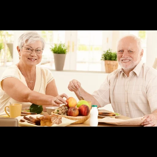 correct, senior, femme, je parle, nourriture des personnes âgées