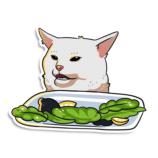 the smarch cat, cat smarch meme, smudge cat svg, katzensalat meme, die katze benutzt einen teller salat