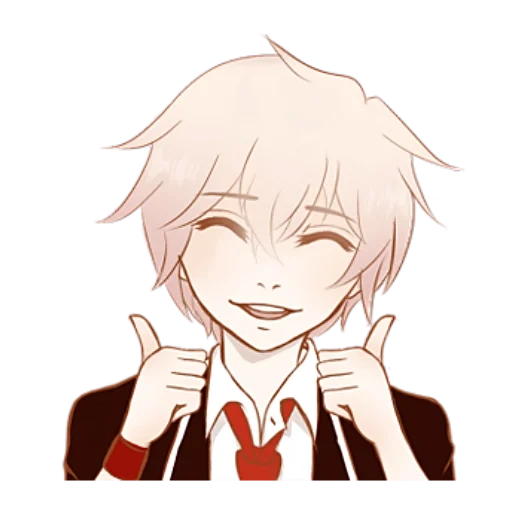 anime boy, lovely cartoon pattern, nagito komaeda chibi, nakajima dunshi animation, nakajima asuxi is lovely in art