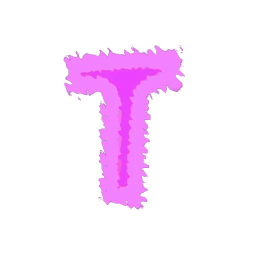 letters, fluffy letters, the letter t is pink, letters to a white background