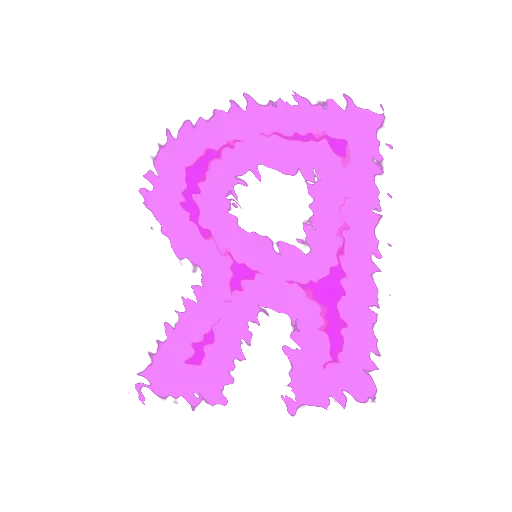 briefe, die buchstaben des alphabets, der buchstaben p ist rosa, green letter r, violettes brief n
