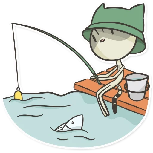 gato pescador, pesca snoopy, pescador pintado, clip de pesca