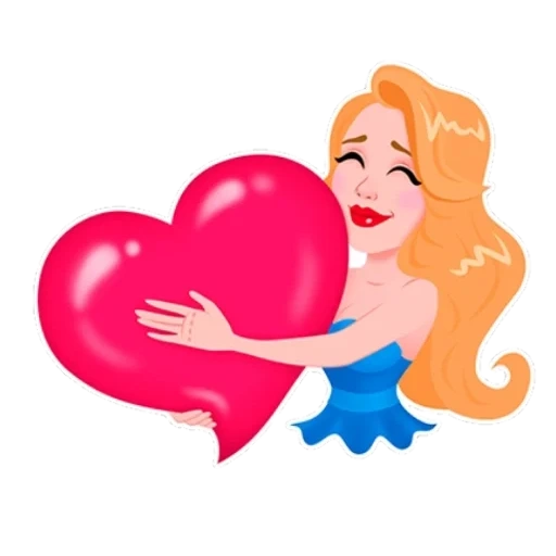 clipart, mulher, princesas, ilustração do coração, garota com um vetor de coração