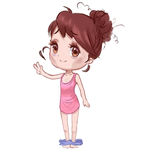 chibi, céu vermelho, garota de desenho animado