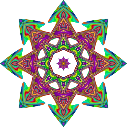 psychedelika, o ornamento da mandala, clipart dos flocos de neve, a mandala é geométrica, ícones psicodélicos
