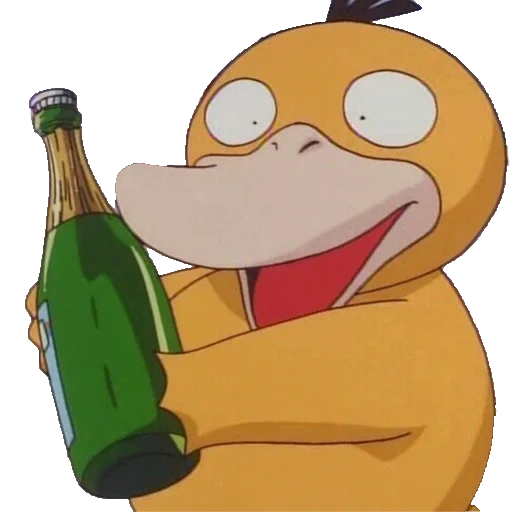 psidak, pato pokemon, anime psaydak, psaydak con una botella