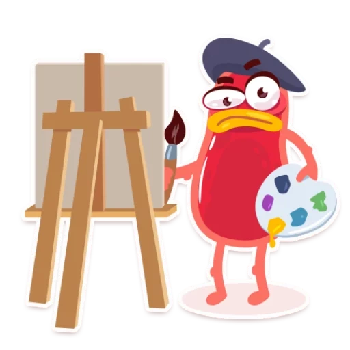 figura, pintor, parrot de borla, pintor caballete, dibujo vectorial del pintor