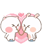 l'amour de kawai, dessin de kawai, un joli motif, marshmallow couple, tuagom puffy bear and rabbit