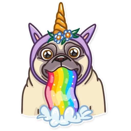 pug unicorn, rainbow pug, pug pug power, mopsi unicorn