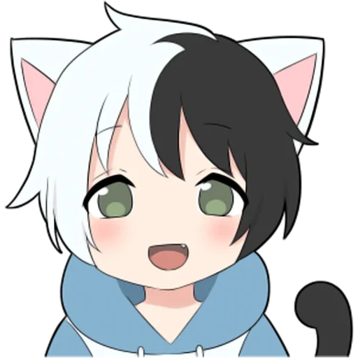 anime, anime chibi, cat boy white