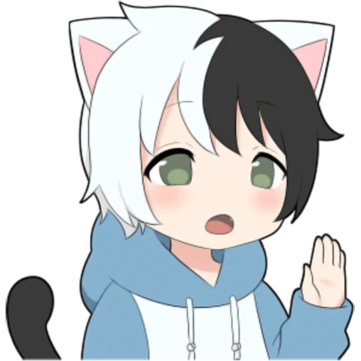 anime, anime di nico, anime chibi, gatto ragazzo bianco