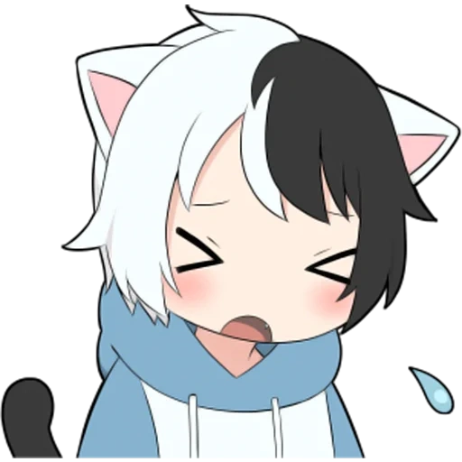 chibi, anime, anime chibi, cat boy white