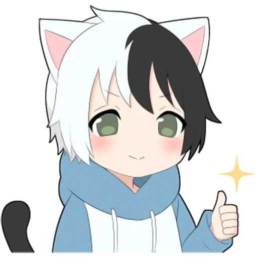 chibi de anime, cat boy white