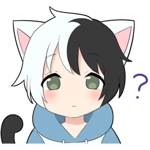 anime, anime nico, anime chibi, cat boy white, anime cat day