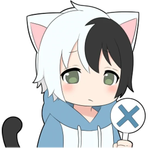 animation, white cat, cat boy white