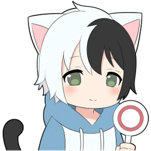 anime, anime nico, anime chibi, cat boy white