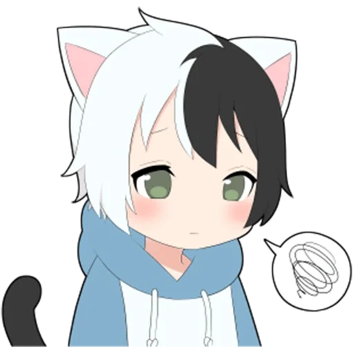 anime, anime di nico, anime chibi, gatto ragazzo bianco