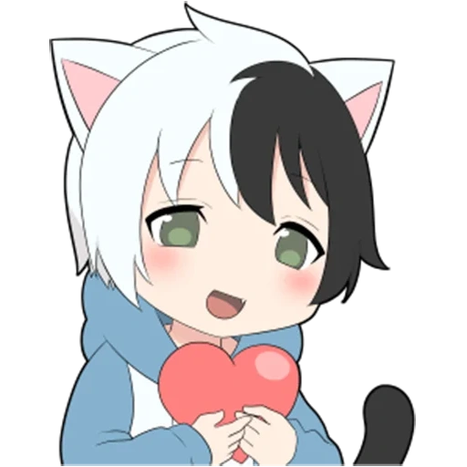 anime, cat boy white