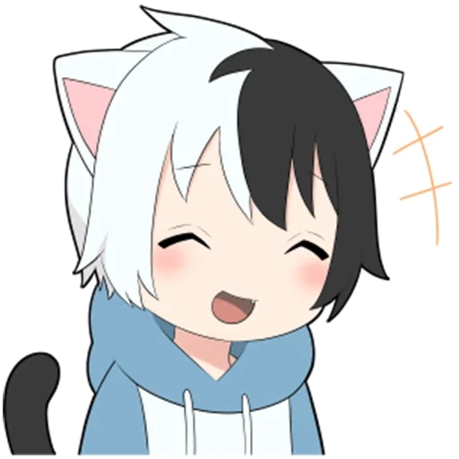 la parete rossa, anime, anime chibi, gatto ragazzo bianco