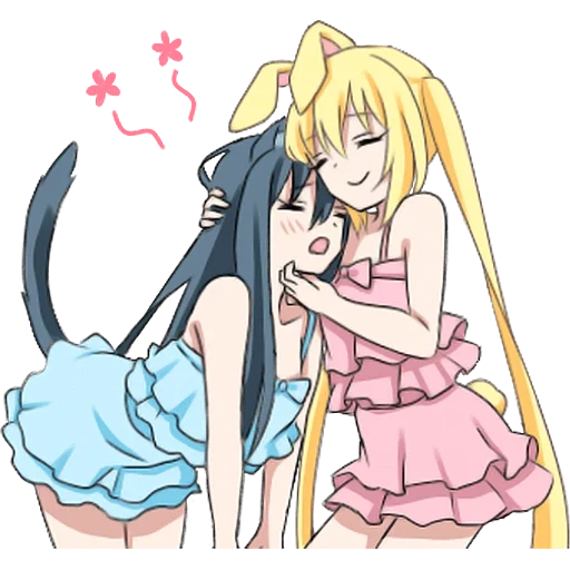 yuri, girl love, anime yuri, kobayashi anime, cartoon cat