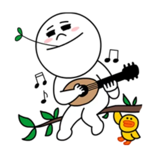 pemain gitar, game ini gitar, line friends, bermain gitar, gambar musik