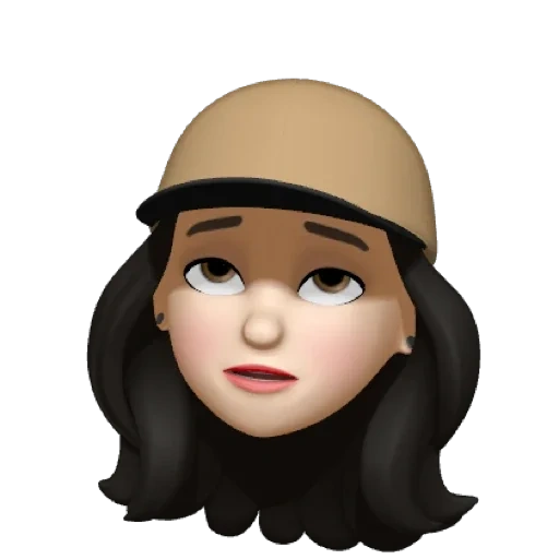 emoji, memoji, giovane donna, cappello da memoji, davudova zarema ali valievna