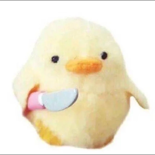 duck with a knife, the duckling with a knife, duck with a knife meme, duck with a knife toy, a meme chicken with a knife