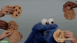 pan migas, galletas, monstruo de cookies, sebo cookie monster, calle de galletas de sésamo para comer