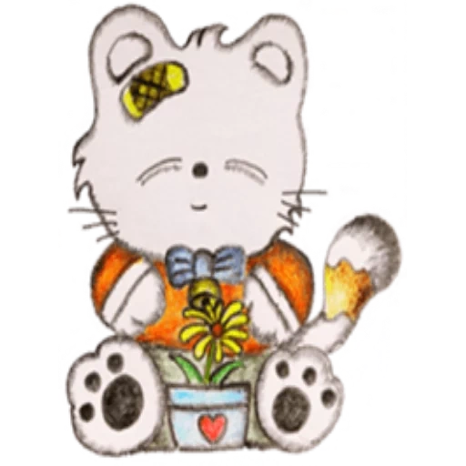 gato, gato, oso lindo, 蜜 dibujo, animales bonitos