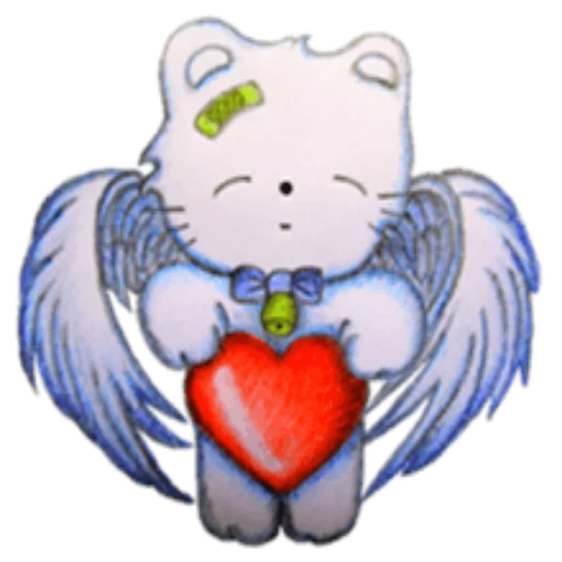 un giocattolo, un gatto, kitty angel, mishka con il cuore, disegni di san valentino mishka