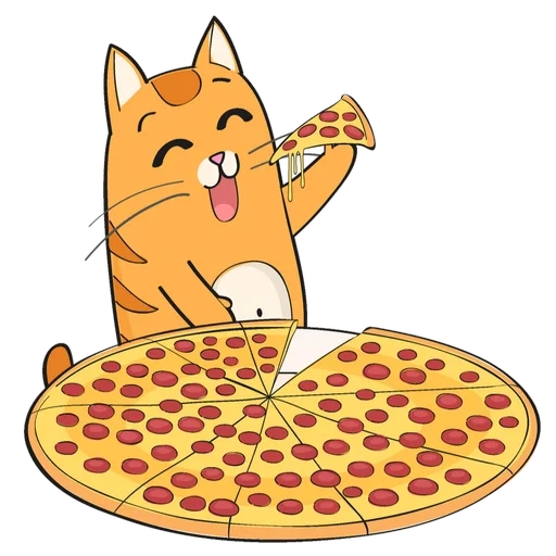 rojo, gato anaranjado, gato rojo, arte de pizza de gatito