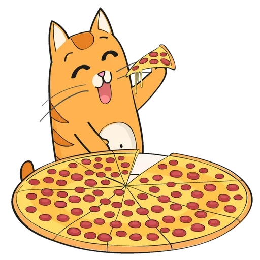 vermelho, gato vermelho, gato vermelho, arte de pizza de gato